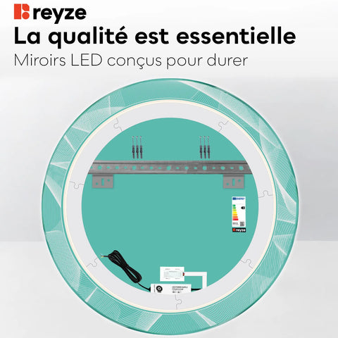 Miroir LED Rond | Bouton Tactile | Lumière Blanche Chaude - Reyze Série Simetria Modèle 2