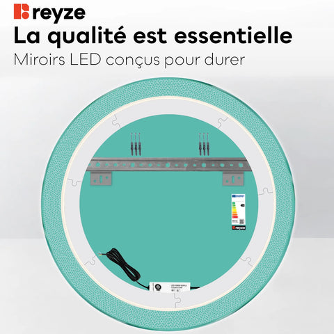 Miroir LED Rond | Sans Boutons Tactiles | Lumière blanche froide - Reyze Série Simetria Modèle 4