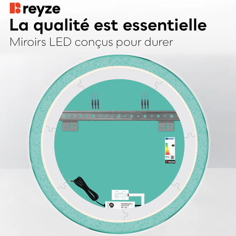 Miroir LED Rond | Bouton Tactile | Lumière blanche neutre - Reyze Série Simetria Modèle 5