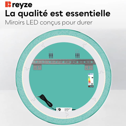 Miroir LED Rond | Sans Boutons Tactiles | Lumière Blanche Chaude - Reyze Série Simetria Modèle 5