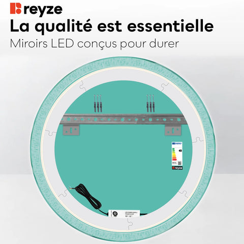 Miroir LED Rond | Sans Boutons Tactiles | Lumière blanche froide - Reyze Série Simetria Modèle 6