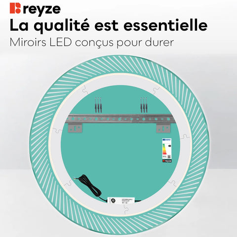 Miroir LED Rond | Sans Boutons Tactiles | Lumière blanche froide - Reyze Série Simetria Modèle 7