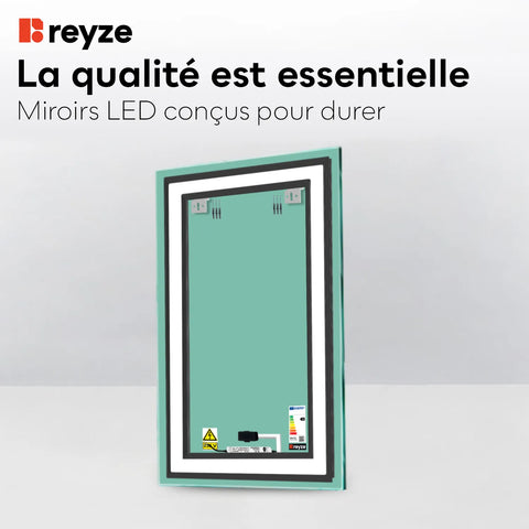 Miroir LED Vertical | Bouton Tactile | Lumière blanche froide - Reyze Série Salono Modèle 2