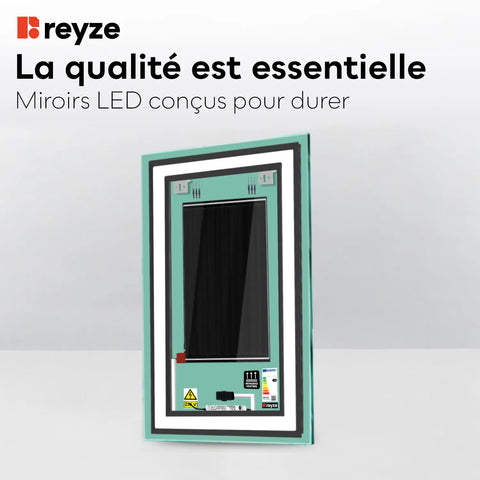 Miroir LED Vertical | boutons tactiles | Fonction Anti-Buée | Lumière blanche froide - Reyze Série Salono Modèle 2