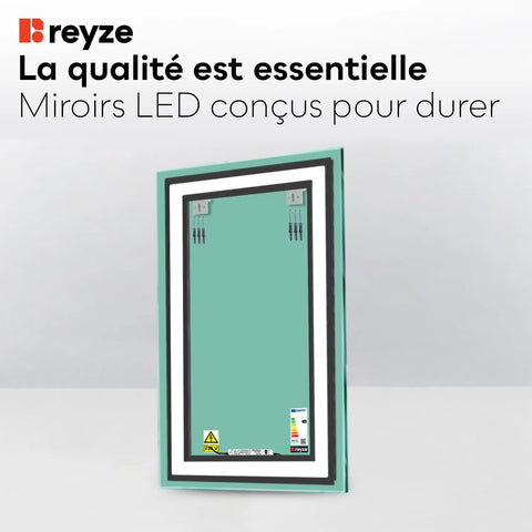 Miroir LED Vertical | Sans Boutons Tactiles | Lumière Blanche Chaude - Reyze Série Salono Modèle 2