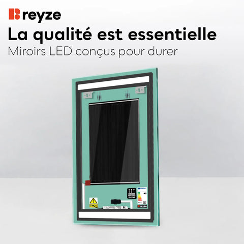 Miroir LED Vertical | boutons tactiles | Fonction Anti-Buée | Température de couleur réglable - Reyze Série Salono Modèle 4