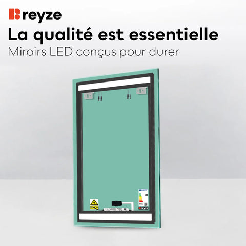 Miroir LED Vertical | Bouton Tactile | Lumière blanche froide - Reyze Série Salono Modèle 4