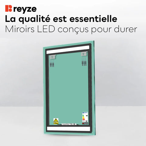 Miroir LED Vertical | Sans Boutons Tactiles | Lumière blanche froide - Reyze Série Salono Modèle 4