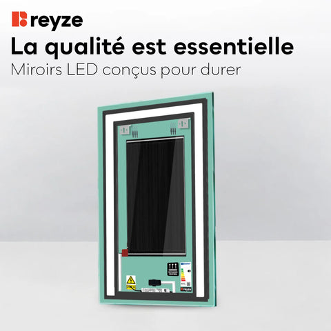Miroir LED Vertical | boutons tactiles | Fonction Anti-Buée | Lumière blanche neutre - Reyze Série Salono Modèle 6