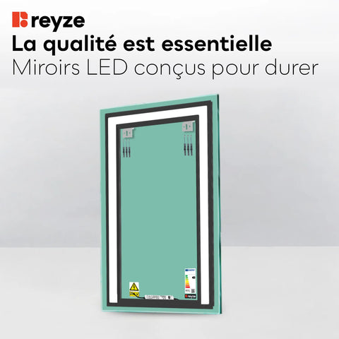 Miroir LED Vertical | Sans Boutons Tactiles | Lumière Blanche Chaude - Reyze Série Salono Modèle 6