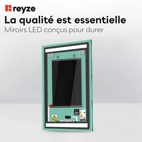 Miroir LED Vertical | boutons tactiles | Fonction Anti-Buée | Température de couleur réglable - Reyze Série Salono Modèle 7