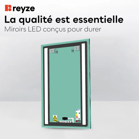 Miroir LED Vertical | Bouton Tactile | Lumière blanche froide - Reyze Série Salono Modèle 8
