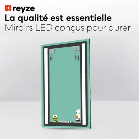 Miroir LED Vertical | Sans Boutons Tactiles | Lumière blanche froide - Reyze Série Salono Modèle 8