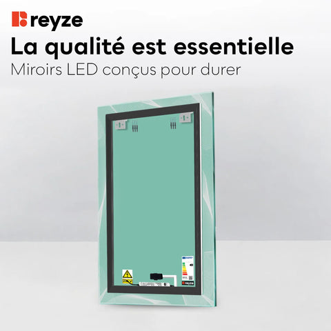 Miroir LED Vertical | Bouton Tactile | Lumière blanche froide - Reyze Série Simetria Modèle 2