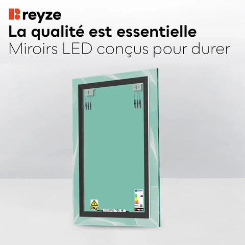 Miroir LED Vertical | Sans Boutons Tactiles | Lumière Blanche Chaude - Reyze Série Simetria Modèle 2