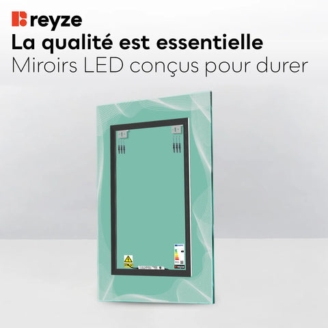 Miroir LED Vertical | Sans Boutons Tactiles | Lumière blanche neutre - Reyze Série Simetria Modèle 3
