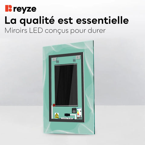 Miroir LED Vertical | boutons tactiles | Fonction Anti-Buée | Température de couleur réglable - Reyze Série Simetria Modèle 3
