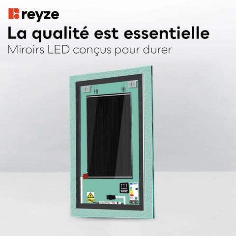 Miroir LED Vertical | boutons tactiles | Fonction Anti-Buée | Température de couleur réglable - Reyze Série Simetria Modèle 5