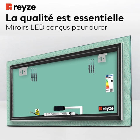 Miroir LED Horizontal | Bouton Tactile | Lumière blanche froide - Reyze Série Simetria Modèle 5