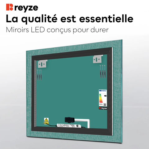 Miroir LED Carré | Bouton Tactile | Lumière blanche froide - Reyze Série Simetria Modèle 6