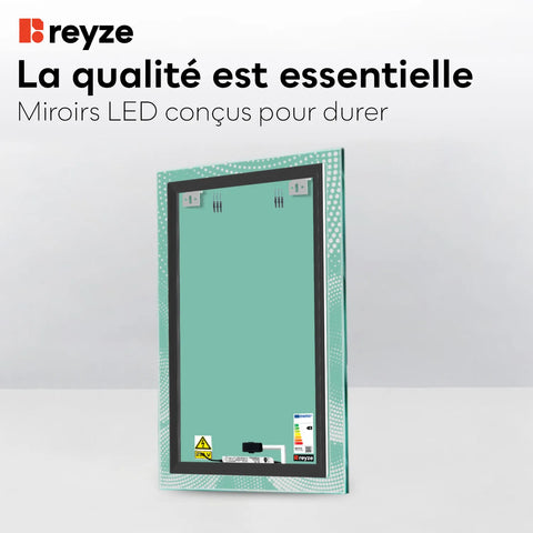 Miroir LED Vertical | Bouton Tactile | Lumière blanche froide - Reyze Série Simetria Modèle 8