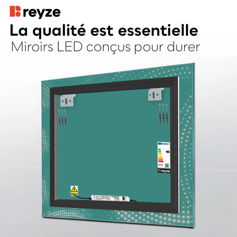 Miroir LED Carré | Sans Boutons Tactiles | Lumière blanche froide - Reyze Série Simetria Modèle 8
