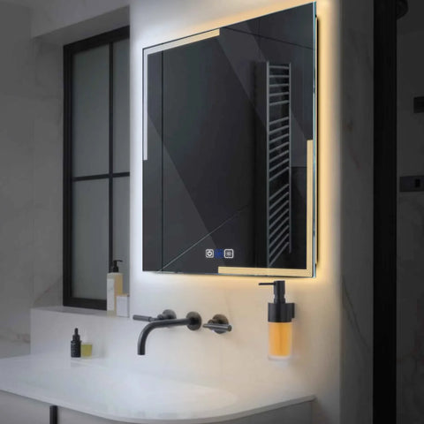 Miroir LED Carré | boutons tactiles | Fonction Anti-Buée | Température de couleur réglable - Reyze Série Edge Modèle 2