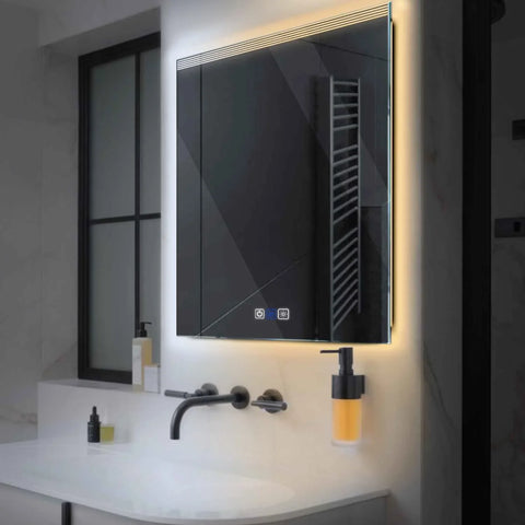 Miroir LED Carré | boutons tactiles | Fonction Anti-Buée | Température de couleur réglable - Reyze Série Edge Modèle 5