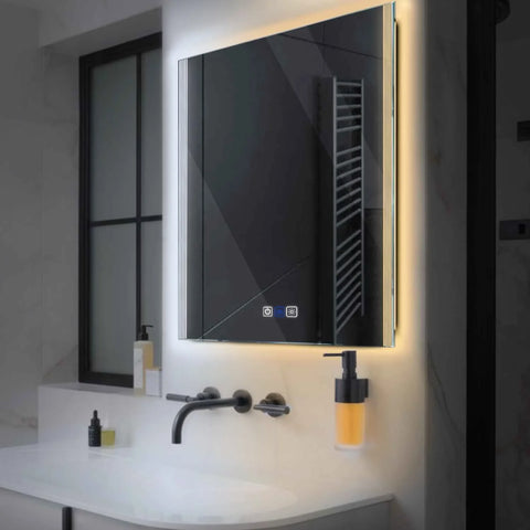 Miroir LED Carré | boutons tactiles | Fonction Anti-Buée | Température de couleur réglable - Reyze Série Edge Modèle 7