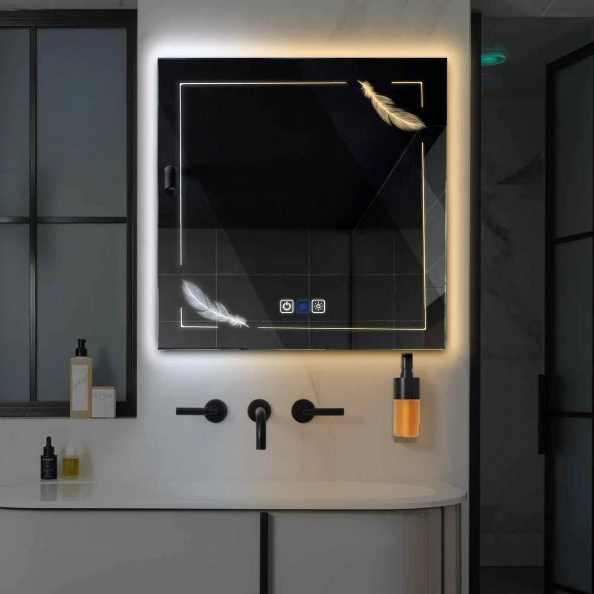 Miroir LED Carré | boutons tactiles | Fonction Anti-Buée | Température de couleur réglable - Reyze Série Good Vibes Modèle 3