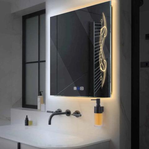 Miroir LED Carré | boutons tactiles | Fonction Anti-Buée | Température de couleur réglable - Reyze Série Good Vibes Modèle 6