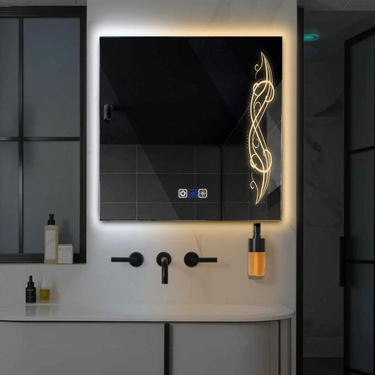 Miroir LED Carré | boutons tactiles | Fonction Anti-Buée | Température de couleur réglable - Reyze Série Good Vibes Modèle 6