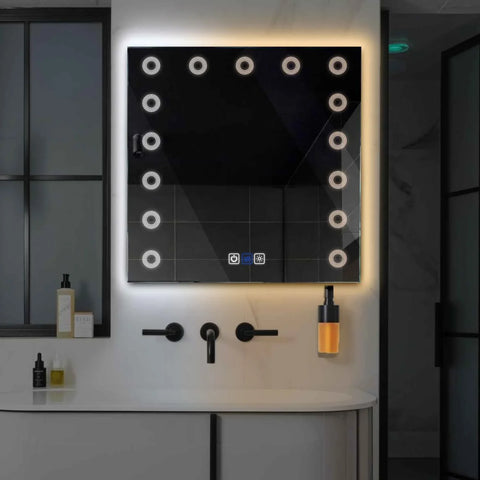 Miroir LED Carré | boutons tactiles | Fonction Anti-Buée | Température de couleur réglable - Reyze Série Minimal Modèle 4
