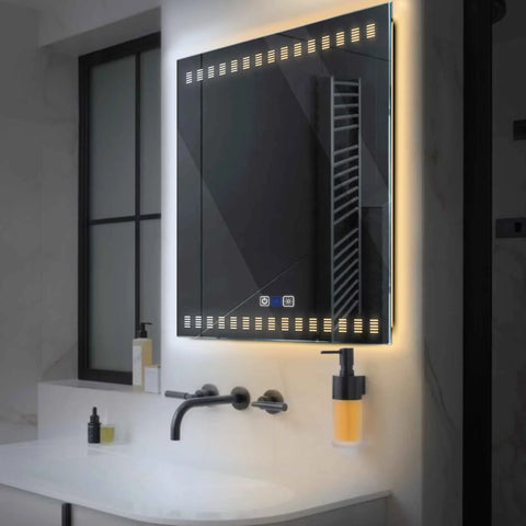 Miroir LED Carré | boutons tactiles | Fonction Anti-Buée | Température de couleur réglable - Reyze Série Minimal Modèle 6