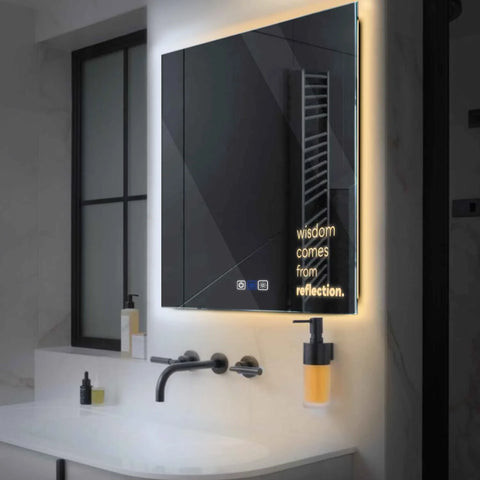 Miroir LED Carré | boutons tactiles | Fonction Anti-Buée | Température de couleur réglable - Reyze Série Motivated Modèle 1
