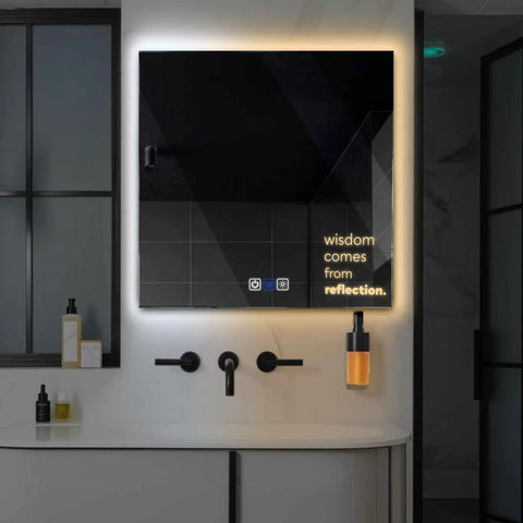 Miroir LED Carré | boutons tactiles | Fonction Anti-Buée | Température de couleur réglable - Reyze Série Motivated Modèle 1