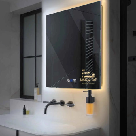 Miroir LED Carré | boutons tactiles | Fonction Anti-Buée | Température de couleur réglable - Reyze Série Motivated Modèle 3