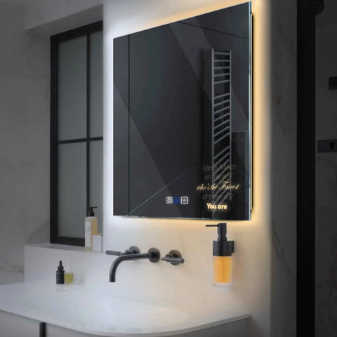 Miroir LED Carré | boutons tactiles | Fonction Anti-Buée | Température de couleur réglable - Reyze Série Motivated Modèle 4