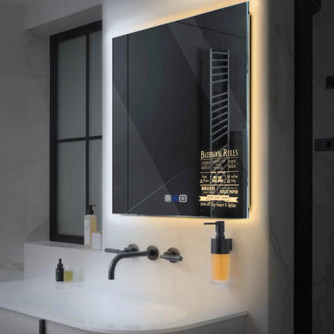 Miroir LED Carré | boutons tactiles | Fonction Anti-Buée | Température de couleur réglable - Reyze Série Motivated Modèle 5