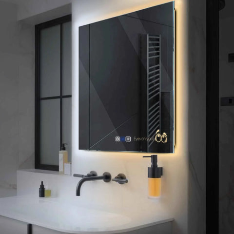Miroir LED Carré | boutons tactiles | Fonction Anti-Buée | Température de couleur réglable - Reyze Série Motivated Modèle 8