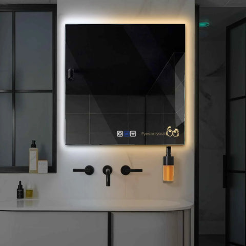 Miroir LED Carré | boutons tactiles | Fonction Anti-Buée | Température de couleur réglable - Reyze Série Motivated Modèle 8