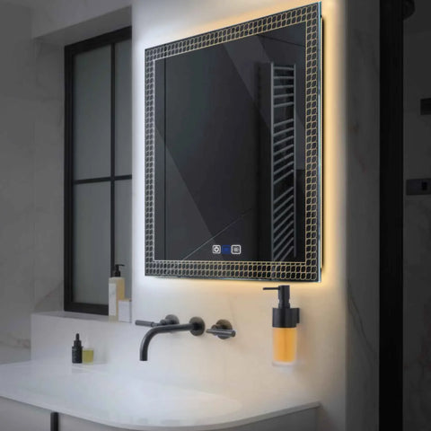 Miroir LED Carré | boutons tactiles | Fonction Anti-Buée | Température de couleur réglable - Reyze Série Official Modèle 3