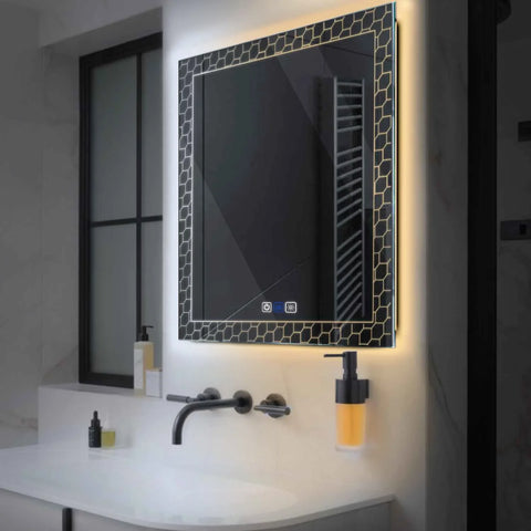 Miroir LED Carré | boutons tactiles | Fonction Anti-Buée | Température de couleur réglable - Reyze Série Official Modèle 7