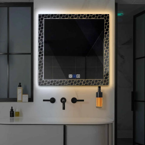 Miroir LED Carré | boutons tactiles | Fonction Anti-Buée | Température de couleur réglable - Reyze Série Official Modèle 7