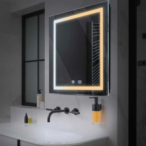 Miroir LED Carré | boutons tactiles | Fonction Anti-Buée | Température de couleur réglable - Reyze Série Salono Modèle 1