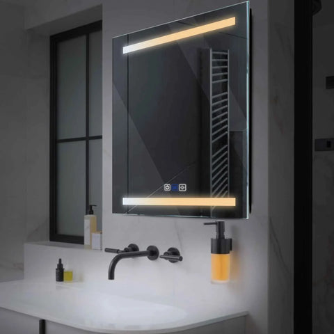 Miroir LED Carré | boutons tactiles | Fonction Anti-Buée | Température de couleur réglable - Reyze Série Salono Modèle 4