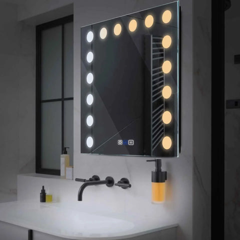 Miroir LED Carré | boutons tactiles | Fonction Anti-Buée | Température de couleur réglable - Reyze Série Salono Modèle 6