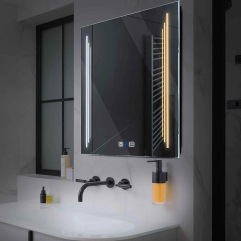 Miroir LED Carré | boutons tactiles | Fonction Anti-Buée | Température de couleur réglable - Reyze Série Salono Modèle 8