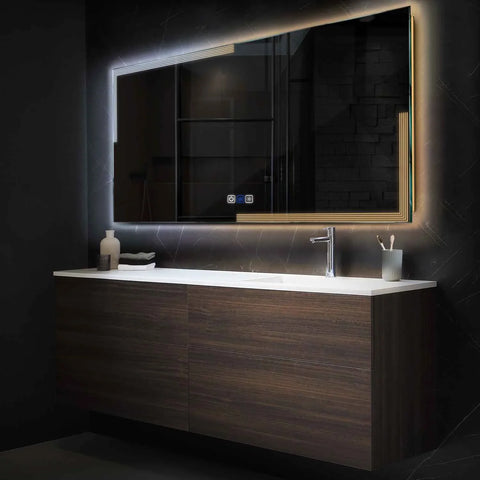 Miroir LED Horizontal | boutons tactiles | Fonction Anti-Buée | Température de couleur réglable - Reyze Série Edge Modèle 2