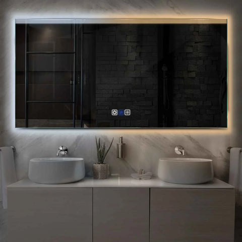 Miroir LED Horizontal | boutons tactiles | Fonction Anti-Buée | Température de couleur réglable - Reyze Série Edge Modèle 5